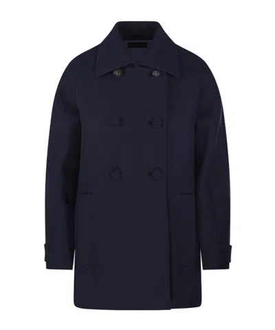 Gucci Double-breasted Coat In Blue