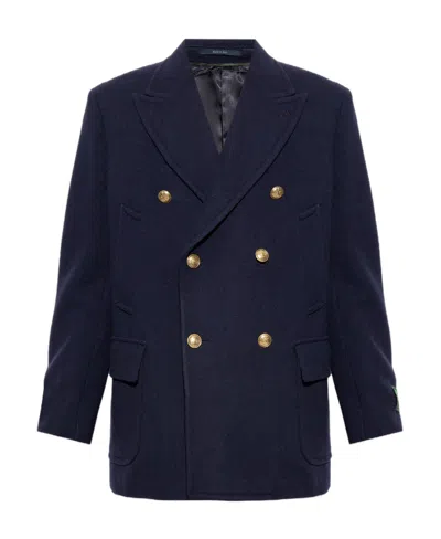 Gucci Double Breasted Coat In Blue