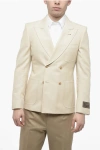GUCCI DOUBLE-BREASTED COTTON BLAZER WITH PEAK LAPEL