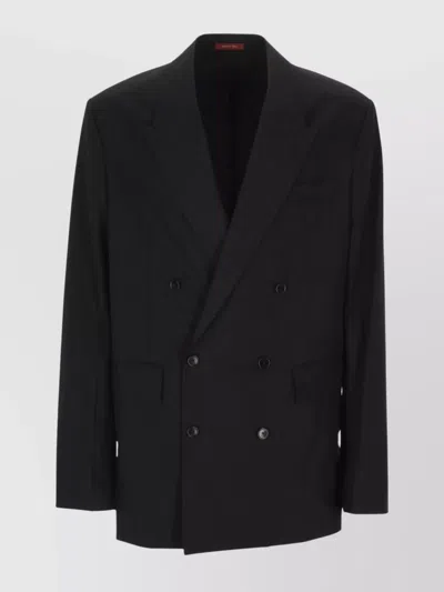 Gucci Double Breasted Cotton Blazer With Silicone Detail In Black