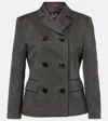 Gucci Womens Canvas Double-breasted Slim-fit Cotton Blazer Black Grey In Grey