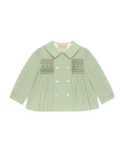 Gucci Double-breasted Cotton Jacket In Green