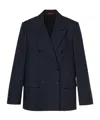 Gucci Double-breasted Gg Wool Jacket In Blue