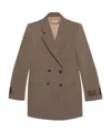 Gucci Double-breasted Herringbone Blazer In Brown