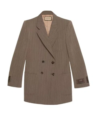 GUCCI GUCCI HERRINGBONE DOUBLE BREASTED BLAZER