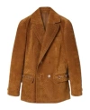 Gucci Women Leather Double-breasted Blazer In Brown
