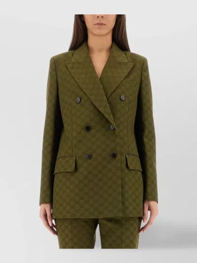Gucci Double Breasted Jacket Flap Pockets In Green