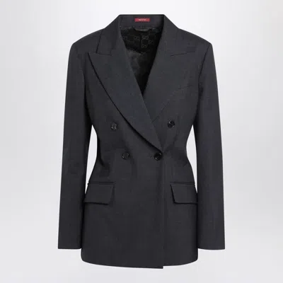 Gucci Grey Double-breasted Wool Jacket Women In Blue