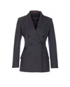 Gucci Grey Double-breasted Wool Jacket Women In Gray