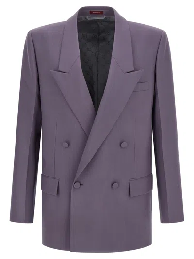 Gucci Double-breasted Jacket In Purple