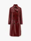 Gucci Womens Rosso Ancora Double-breasted Two-flap-pockets Leather Coat