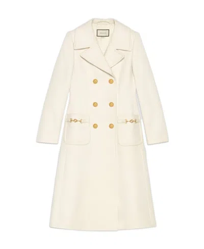 Gucci Double-breasted Mid-length Coat In White