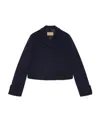 Gucci Double-breasted Mohair Cropped Jacket In Blue