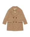 Gucci Double-breasted Square G Chevron Coat In Nude