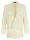 Gucci Double-breasted Technical Panama Blazer In Neutral