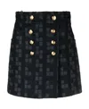 Gucci Double-breasted Tweed Miniskirt In Black