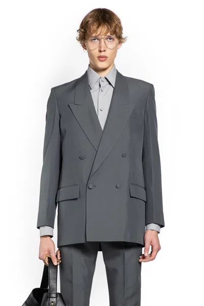 Gucci Double-breasted Twill Blazer In Gray