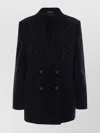 Gucci Double-breasted Velvet Coat Featuring Embroidery In Black