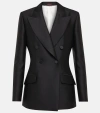 GUCCI DOUBLE-BREASTED WOOL AND SILK BLAZER