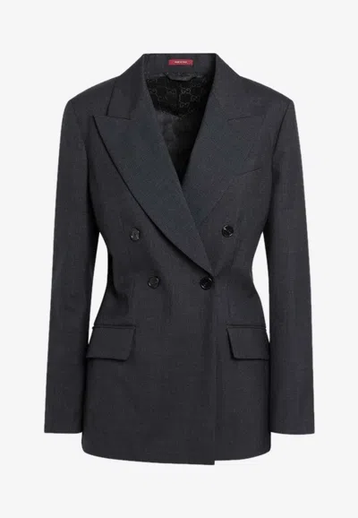 Gucci Double-breasted Wool Blazer In Gray