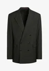 Gucci Military Green Double-breasted Jacket In Wool Men In Green