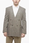 GUCCI DOUBLE-BREASTED WOOL BLEND BLAZER WITH DISTRICT CHECK MOTIF