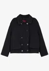 Gucci Double-breasted Wool Jacket Featuring Pockets In Black
