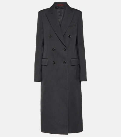Gucci Double-breasted Wool Coat In Black
