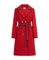 Gucci Double Breasted Belted Waist Coat In Red