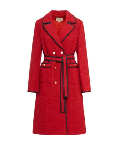 Gucci Double-breasted Wool Coat In Red