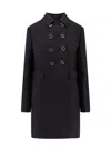 GUCCI DOUBLE-BREASTED WOOL COAT WITH INCROCIO GG TONDO METAL BUTTONS