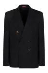 Gucci Double-breasted Wool Jacket In Black