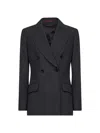 Gucci Womens Ardesia Grey Peak-lapel Double-breasted Wool Blazer In Black