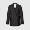 Gucci Wool-silk Double-breasted Blazer In Black