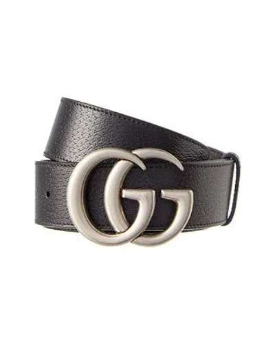 Pre-owned Gucci Double Buckle Leather Belt Men's In Black