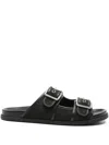Gucci Men Gg Slide Sandals With Buckles In Black