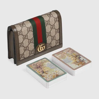 Gucci Double Card Set With Double G In Brown
