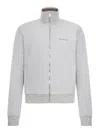 Gucci High Collar Jacket With Ribbed Cuffs And Hem In Gray