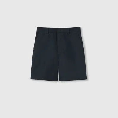 Gucci Double Cotton Twill Short With Web In Blue