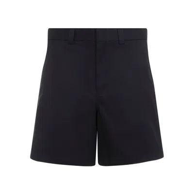 Gucci Double Cotton Twill Shorts With Web Ribbon In Black