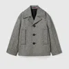 Gucci Double Cotton Wool Caban In Gray