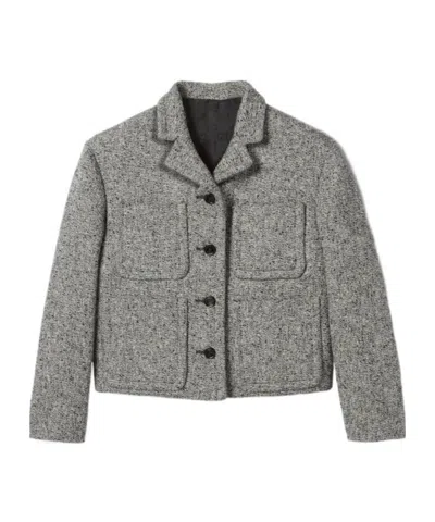 Gucci Double Cotton-wool Mouliné Jacket In Gray