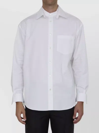 Gucci Double Cuffs Cotton Shirt With Chest Pocket In White