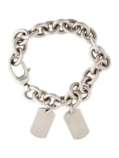 Pre-owned Gucci Double Dog Tag Charm Bracelet, 6.75" In Multicolor