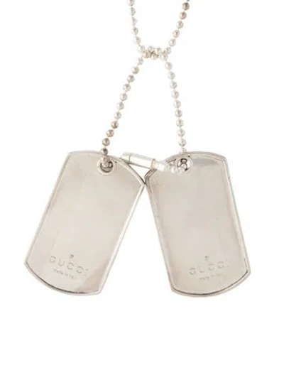 Pre-owned Gucci Double Dog Tag Pendant Necklace, 24" In Multicolor