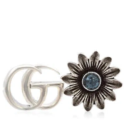 Pre-owned Gucci Double Flower Stud Earrings In Silver