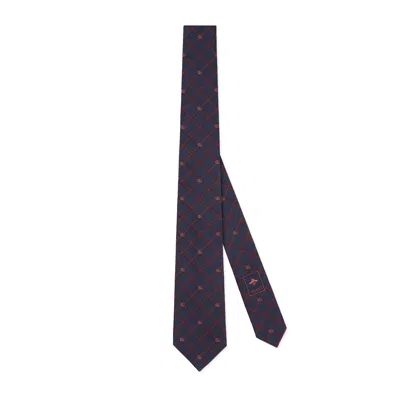 Gucci Double G And Check Silk Jacquard Tie In Rot