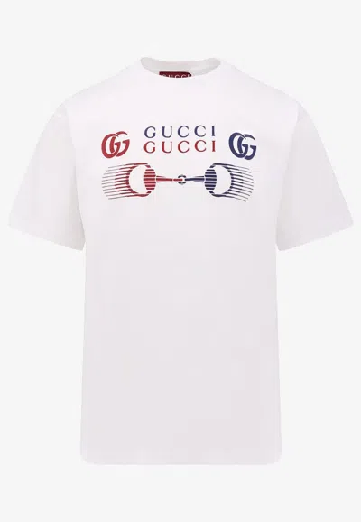 Gucci Double G And Horsebit Print T-shirt In White