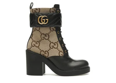 Pre-owned Gucci Double G Ankle Boots (women's) Sneakers In Camel/ebony