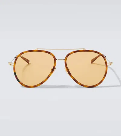 Gucci Double G Aviator Sunglasses In Brown